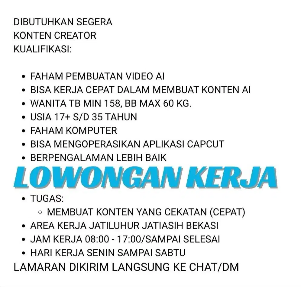 LOWONGAN KERJA KONTEN AI