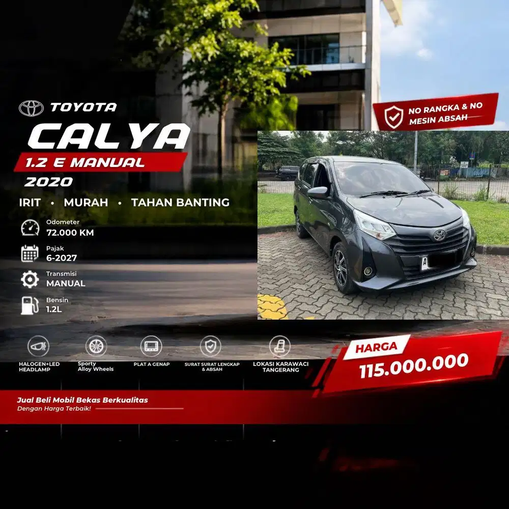 Toyota Calya E Manual 2020 Abu Siap Pakai Bagus