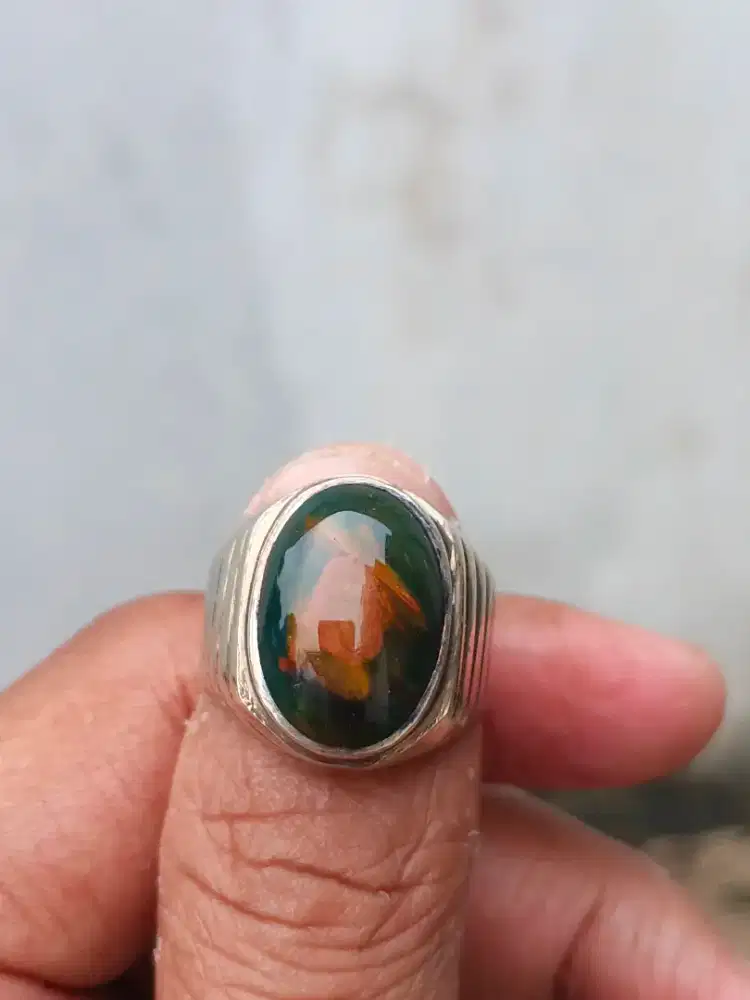 Batu Garut Ijo Oren Ring Perak