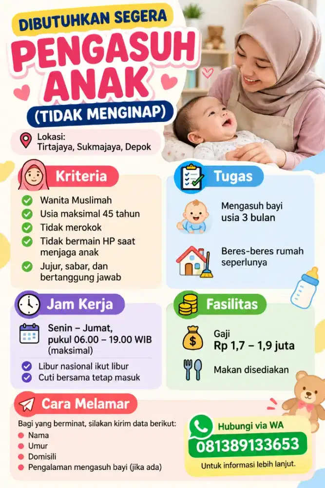 DIBUTUHKAN PENGASUH ANAK