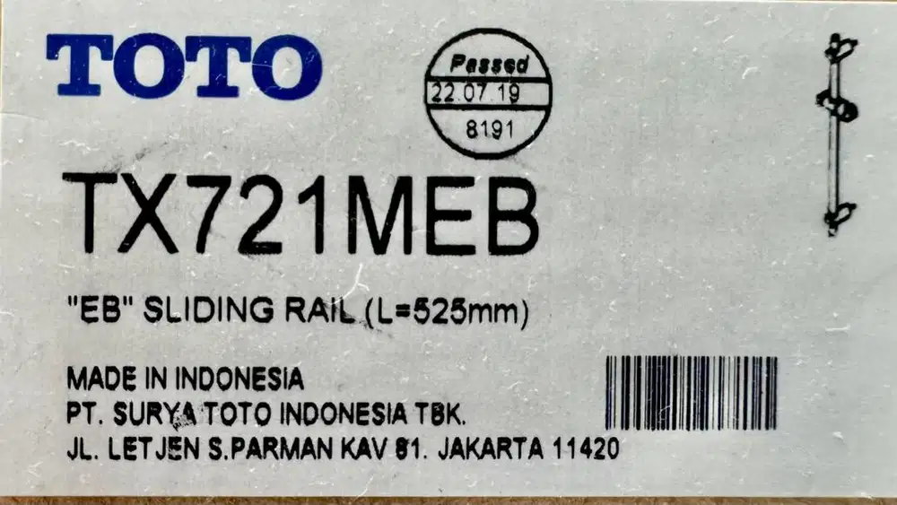 TOTO SHOWER SLIDING RAIL