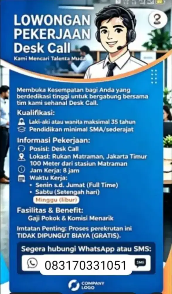 Walk interview langsung hubungi nomor yg sudah tercantum