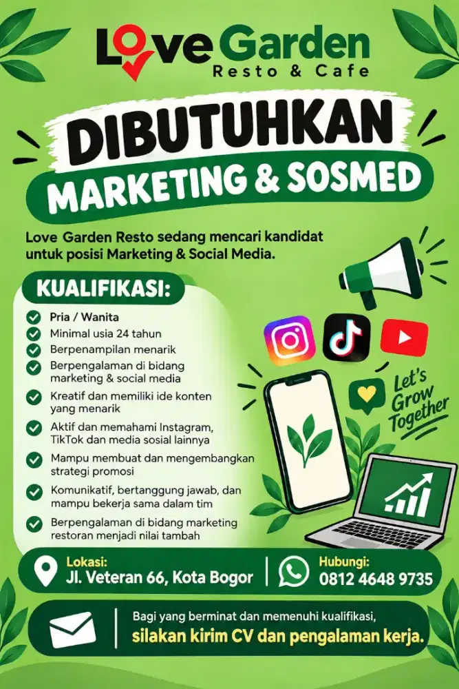 DIBUTUHKAN MARKETING & SOSMED