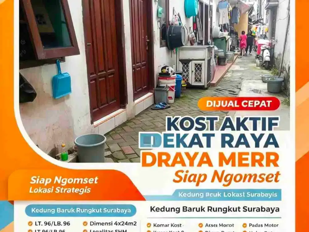 rumah kos aktif full penghuni murah di kedung baruk dijual cepat dekat merr rungkut