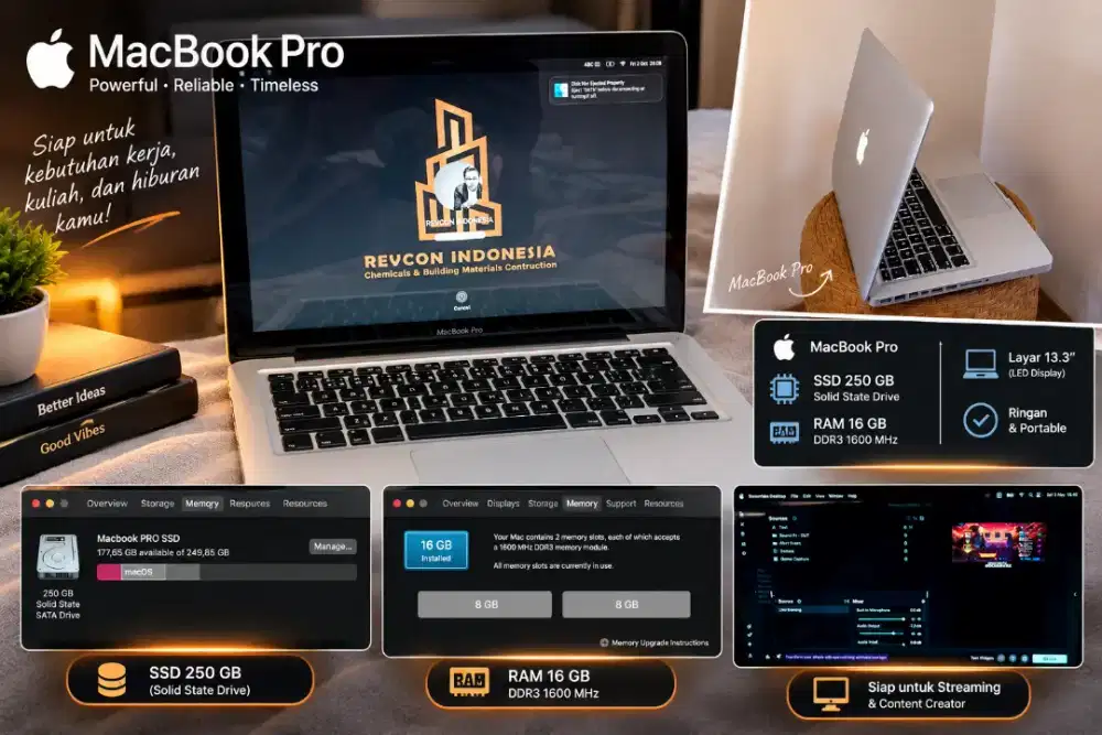Macbook PRO 13 i5  RAM 16GB SSD 250GB (Mid 2012)