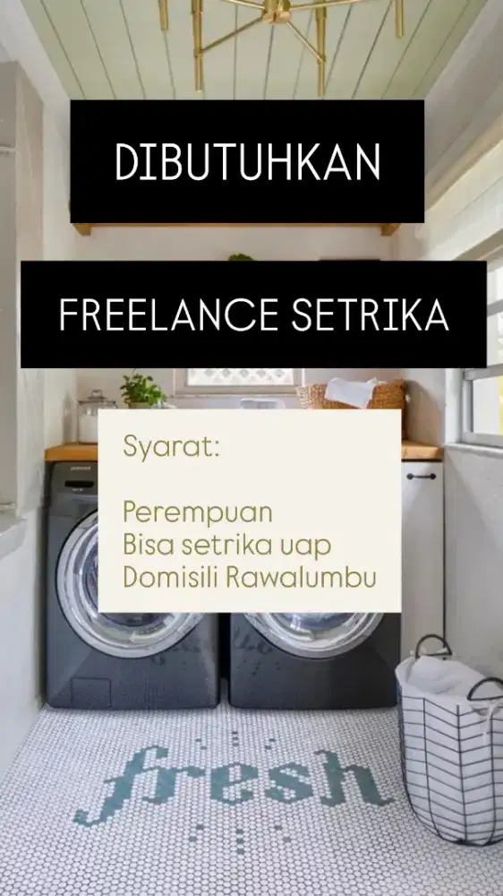 Freelance Setrika Uap di Laundry