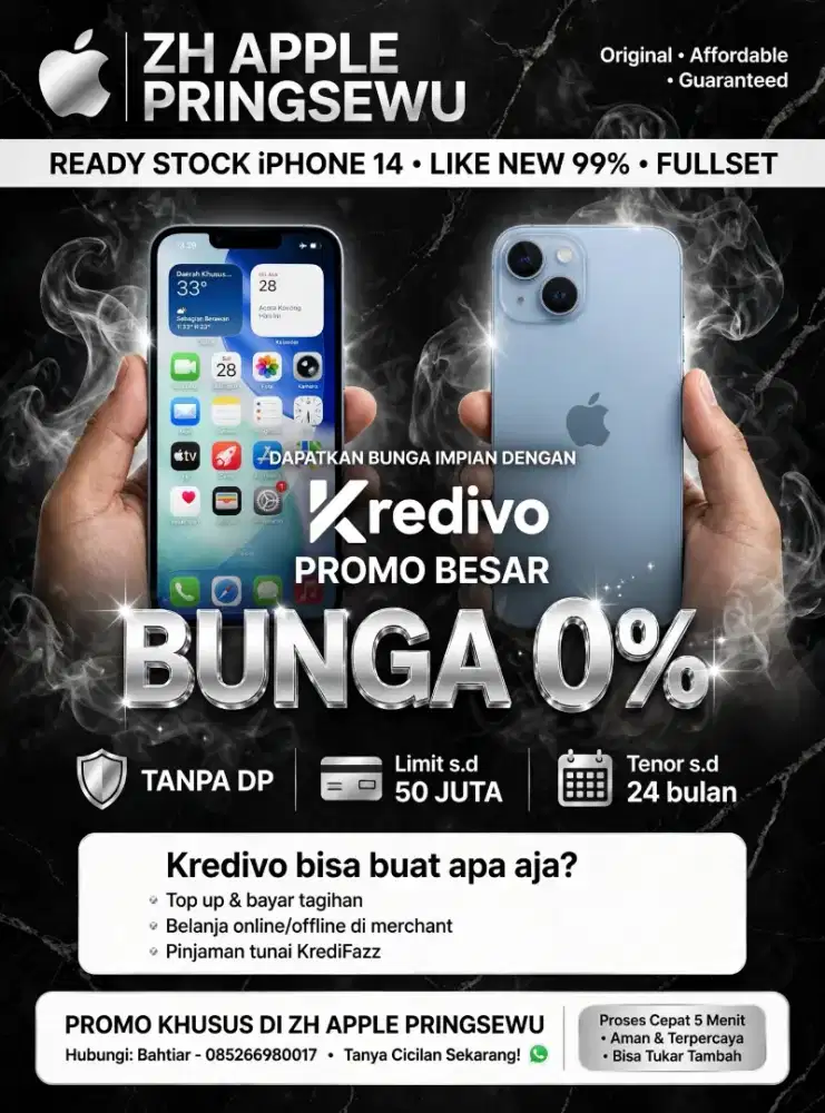 iPhone 14/ Promo cicilan ringan tanpa DP dan proses kredit cepat