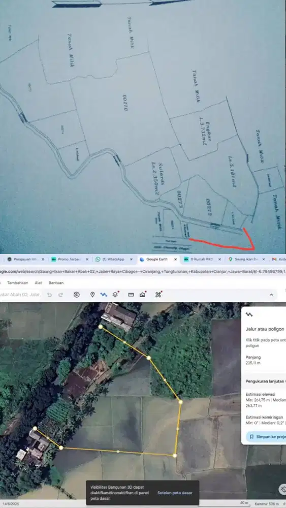 DIJUAL CEPAT, Tanah Pinggir Jalan Provinsi Harga BU.
