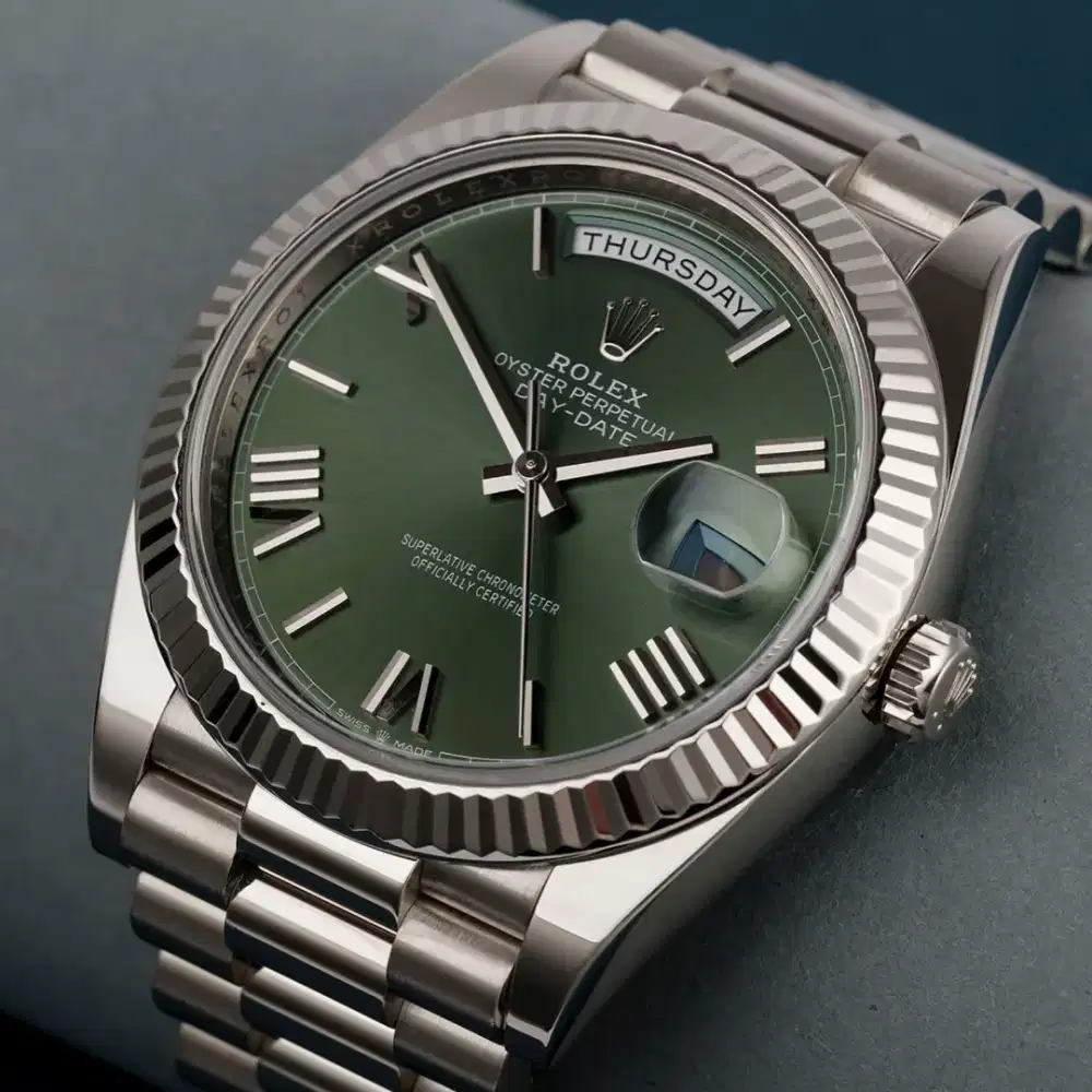 Rolex Daydate Green Dial 18K White Gold President 40mm