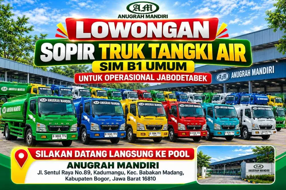 LOWONGAN KERJA DRIVER 40 ORANG SOPIR  TRUK TANGKI AIR ANUGRAH MANDIRI