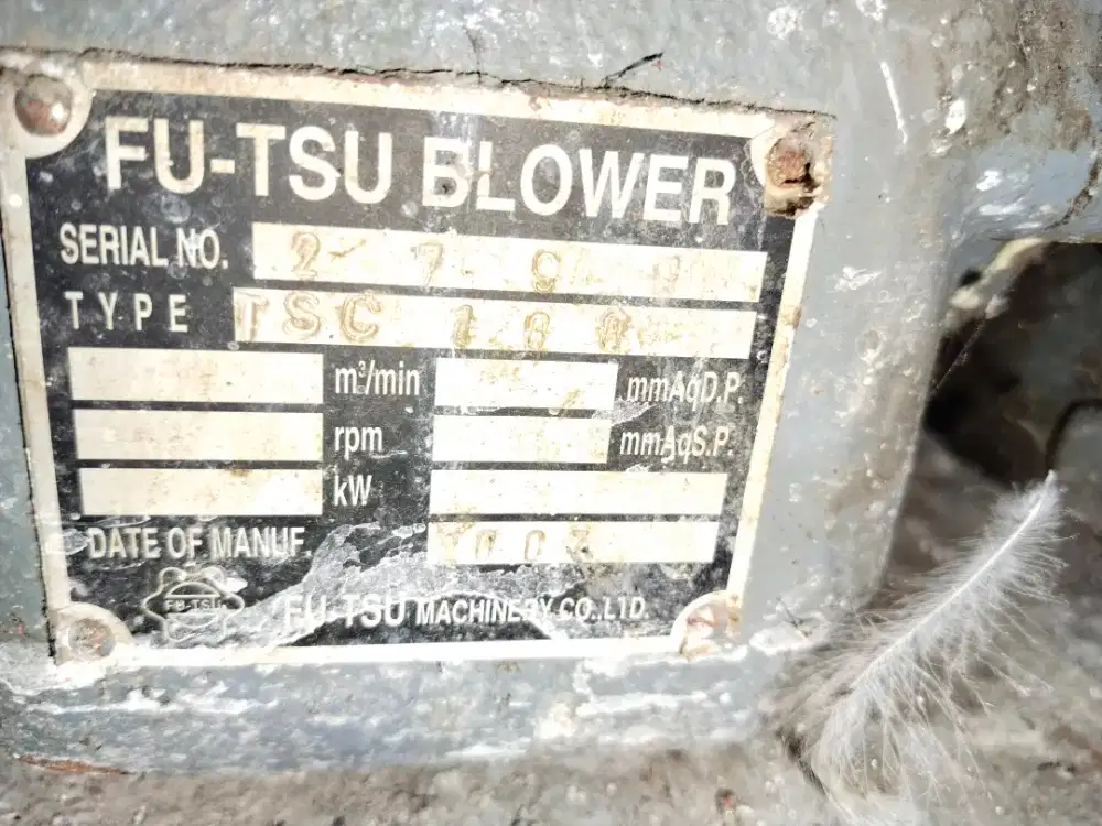 DIJUAL ROOTS BLOWER FU-TSU TSC-100 4 – BARU, BELUM PERNAH DIPAKAI