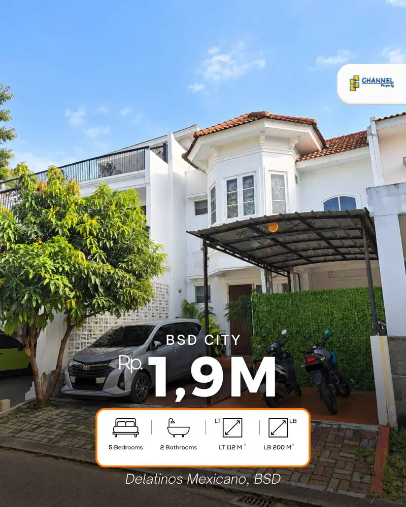 Jual Rumah Murah Dalam Cluster Dengan 5 Kamar Tidur di BSD Delatinos