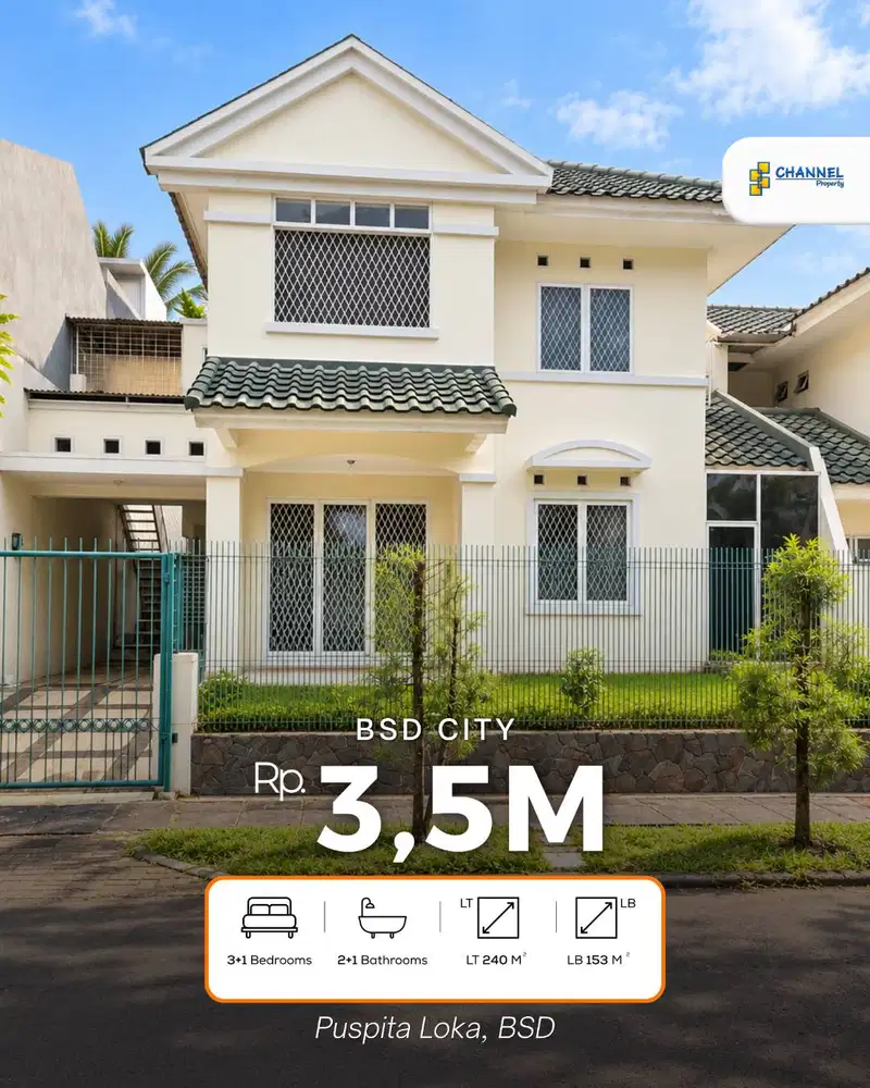 Jual Rumah Siap Huni 2 Lantai Dekat Fasilitas Umum BSD Puspita Loka