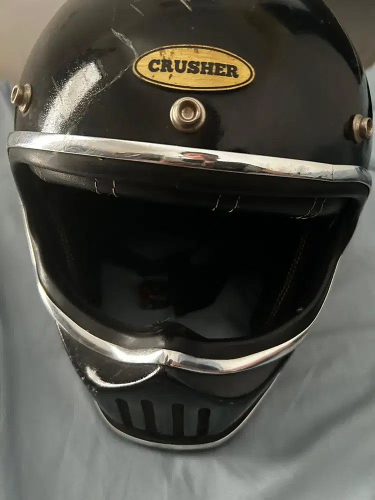 Helm Full Face Crusher Retro Classic Vintage Hitam