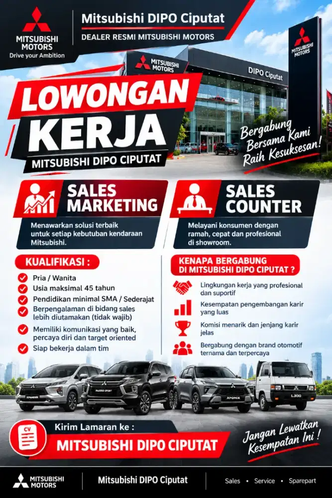 Dibutuhkan Marketing Sales Mitra Mitsubishi