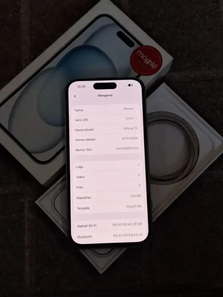 Iphone 15 128gb Resmi  BH 89%