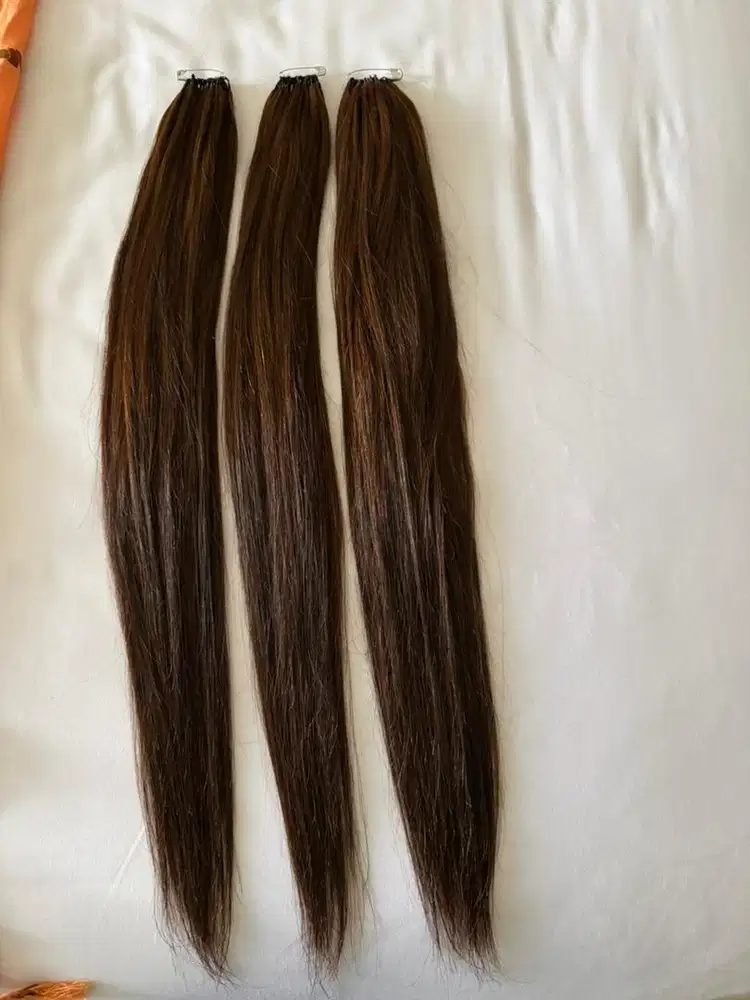 rambut extension feather asli sistem benang