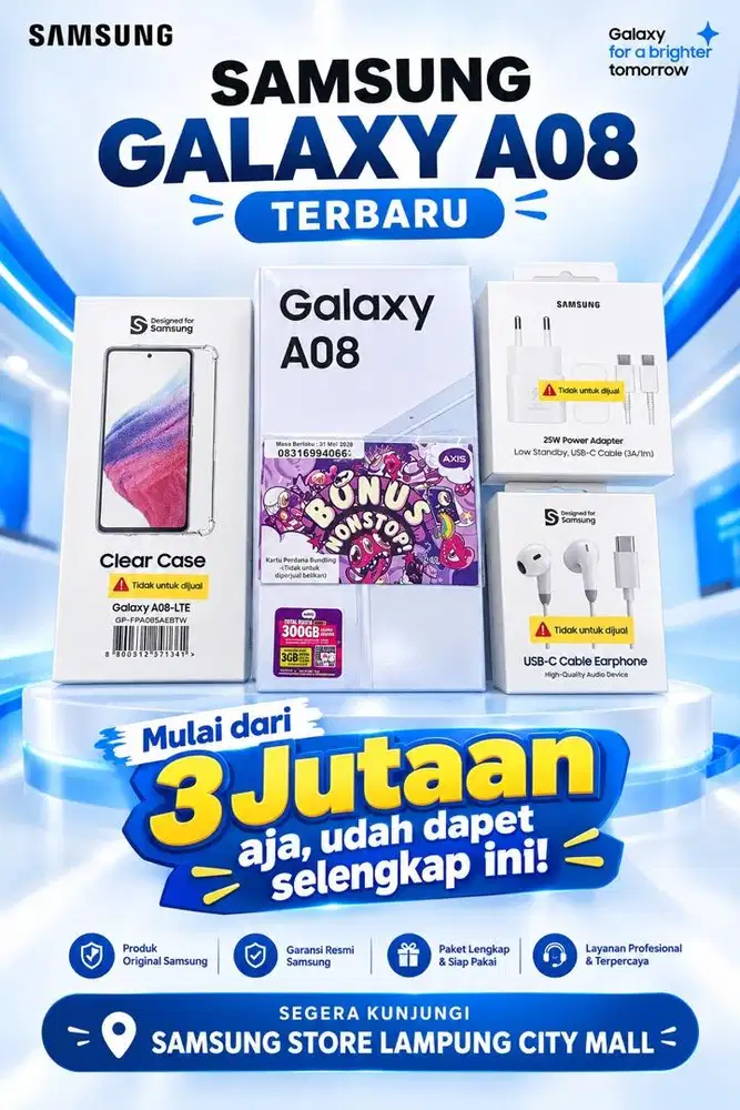 NEW PRODUK SAMSUNG A08 paket lengkap di samsung store lampung city mal