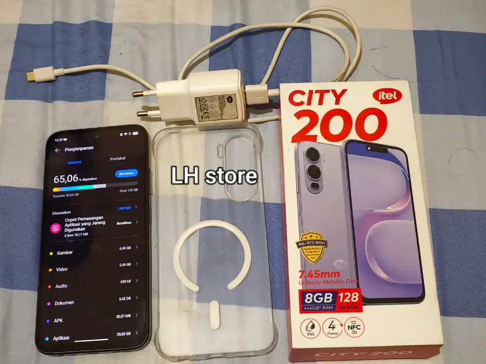 Hp Itel City 200 8/128 4 + 4gb 8gb 128gb fulset ori bawaan semua