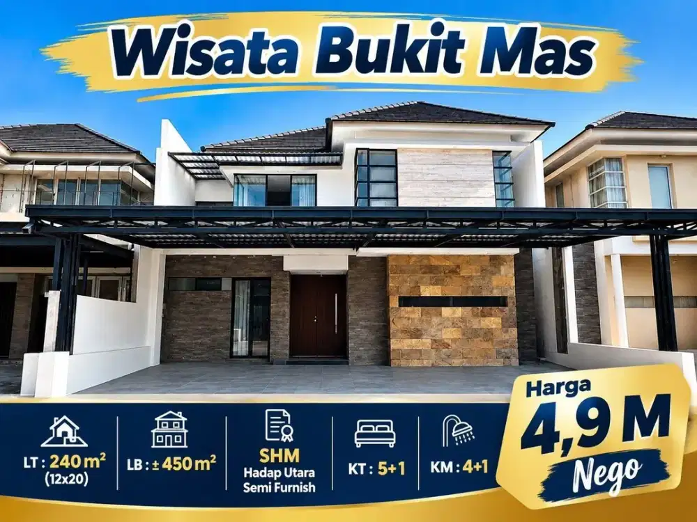 Dijual Rumah BARU Minimalis 2 Lantai Wisata Bukit Mas II  Cluster De Louvre SURABAYA BARAT