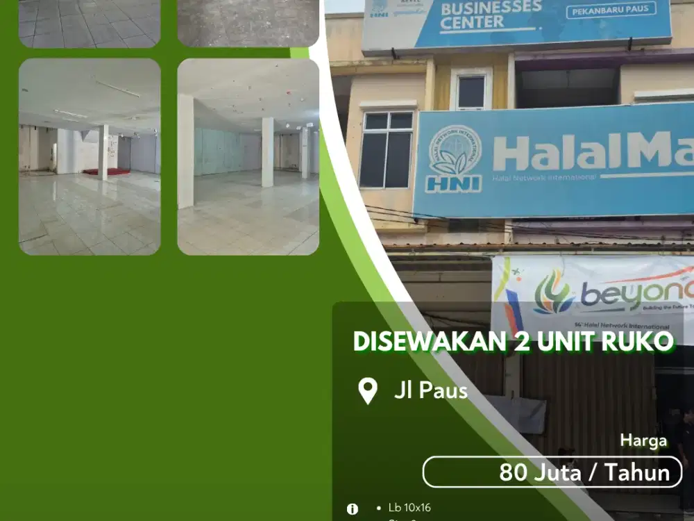Disewakan Ruko 2 Unit Jalan Paus Pekanbaru Kota Siap Usaha!