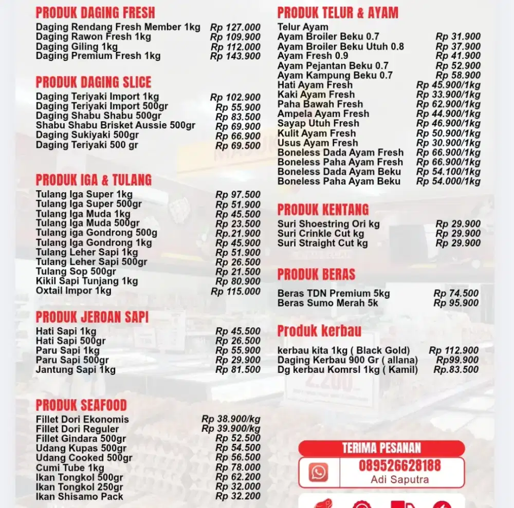 Bahan baku masakan fresh