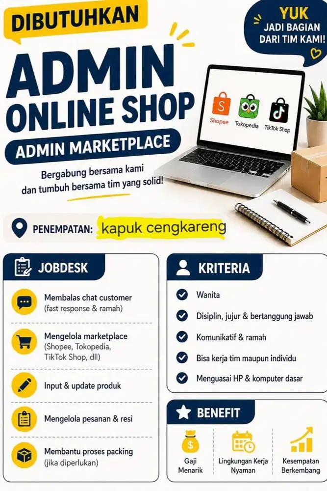 Lowongan kerja admin online shop Jakarta Barat