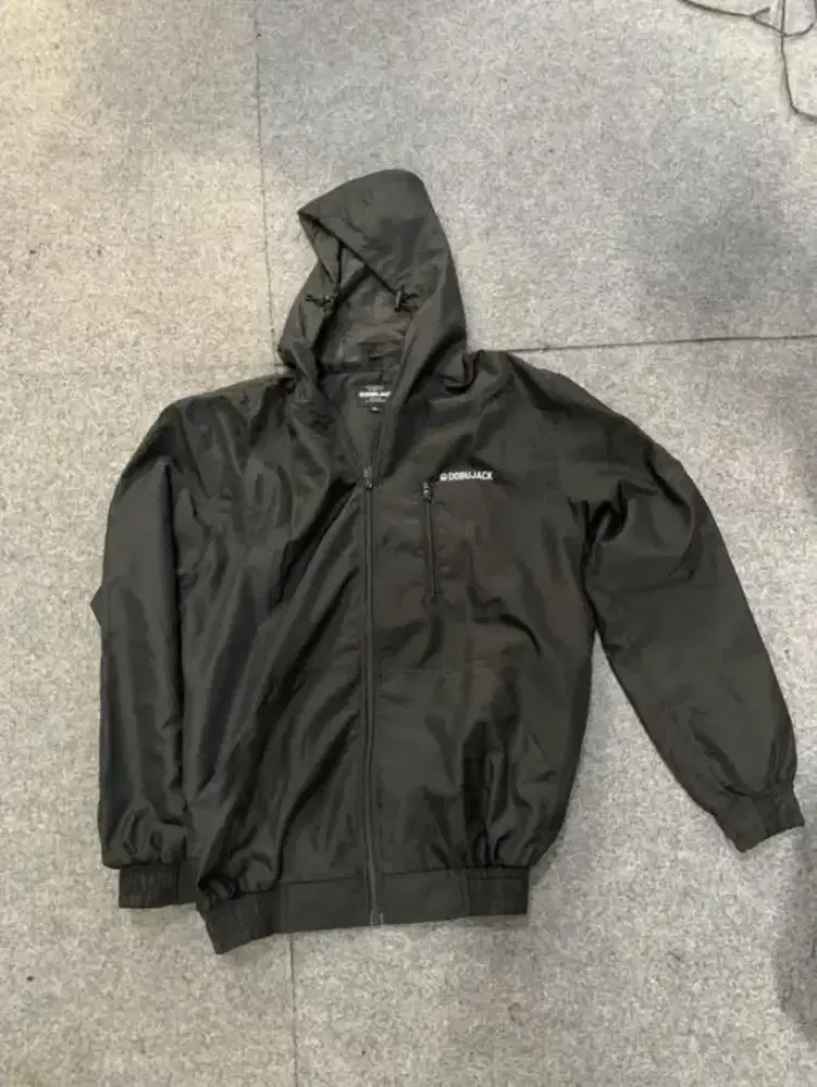 Jaket Windbreaker Hoodie Dobujack Black Original