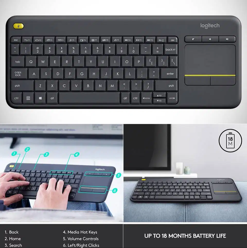 LOGITECH K400 Plus Wireless Touch Keyboard