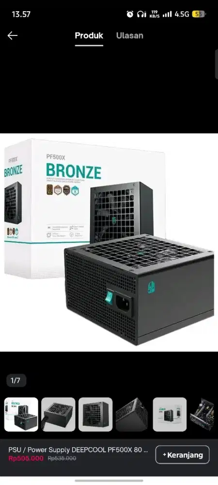 PSU/Power Supply DEEPCOOL PF500X 80 Plus Bronze 500W/500Watt-Default
