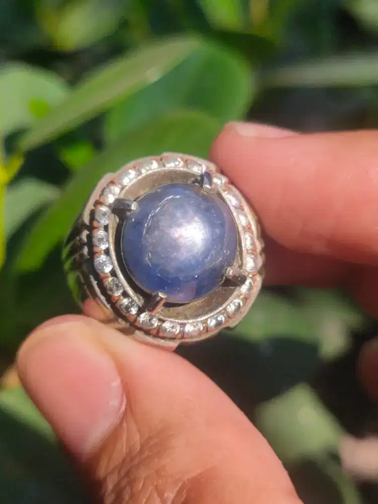 Cincin Batu Mulia Royal Blue Sapphire Star Birma Burma Safir No Heat N