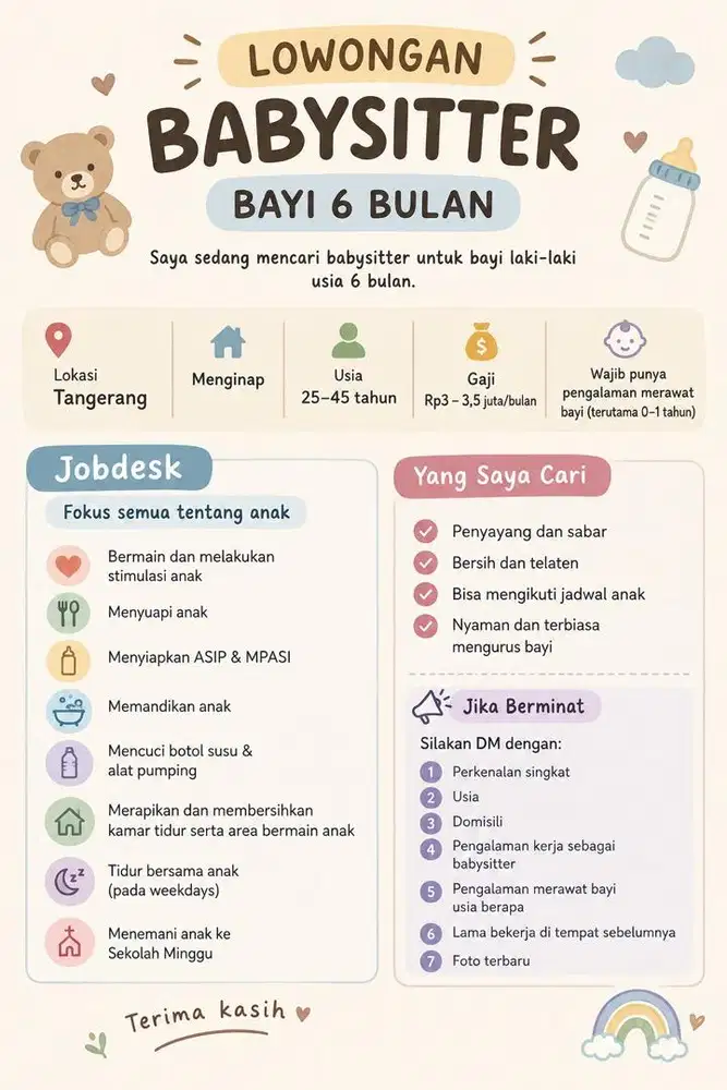 Baby Sitter Bayi 6 bulan