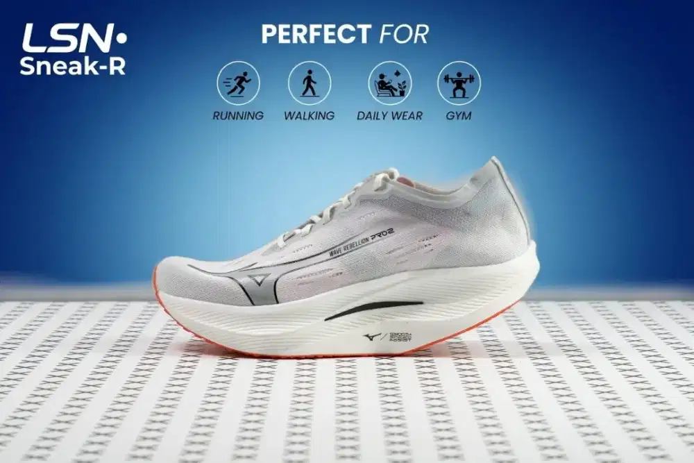 Mizuno Wave Rebellion Pro 2 White / Sepatu Running Sports