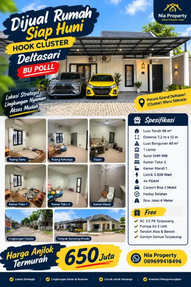 JUAL CEPAT BU CLUSTER DELTASARI WARU TERMURAH