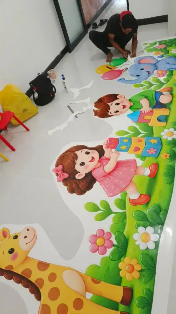 Sticker dinding, stiker tembok fullcolor dekorasi klinik ibu & anak
