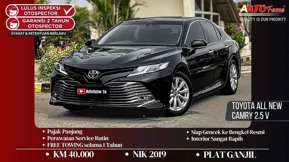 KM40RB Toyota All New Camry 2.5 V NIK 2019 Black On Beige Sunroof