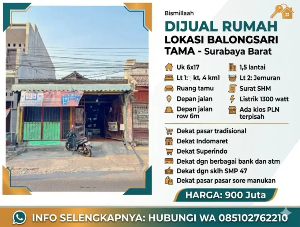 Rumah plus kios pinggir jalan