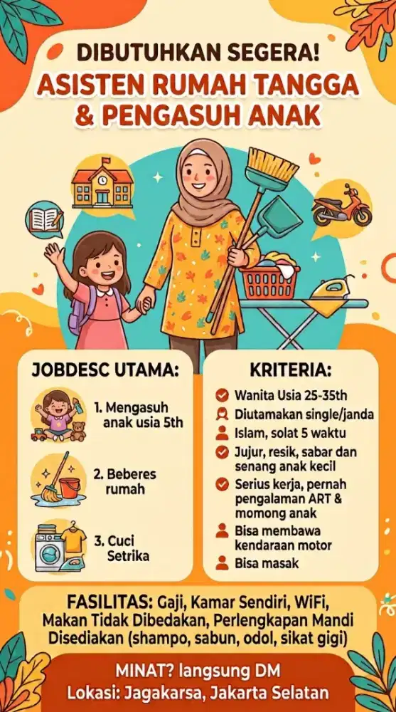 Dicari segera ART + Mengasuh Anak