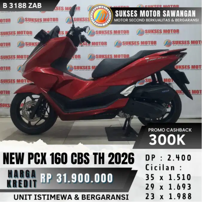 HONDA NEW PCX 160 CBS TH 2026 MERAH MULUS BISA CASH KREDIT BERGARANSI