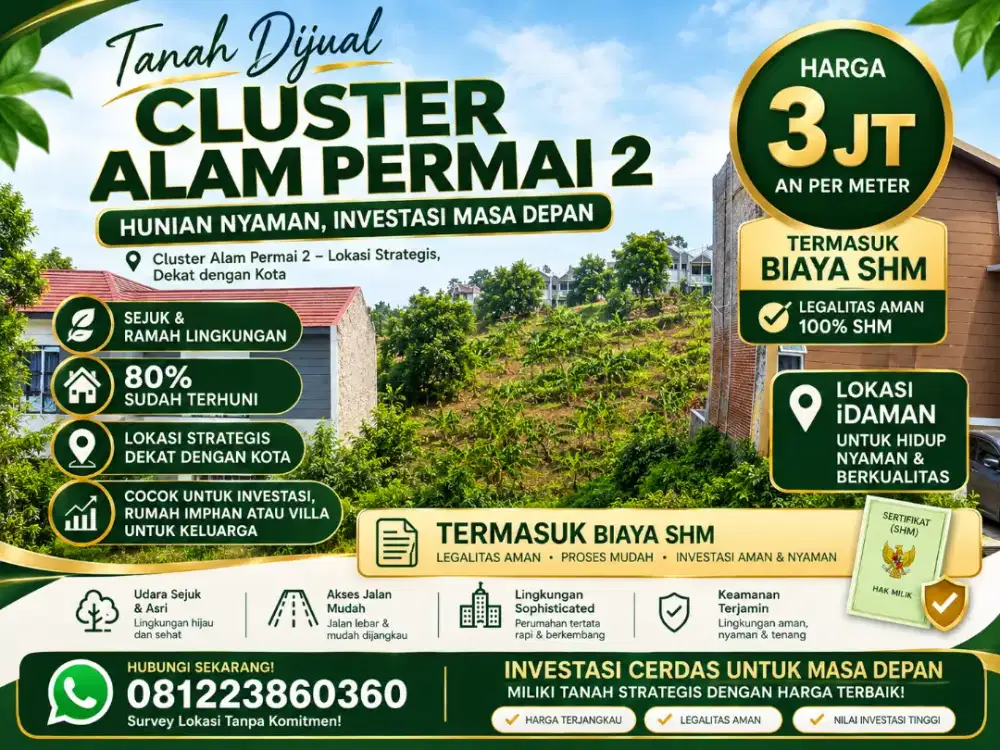 Di jual Tanah Kavling Strategis Luas 105m  murah