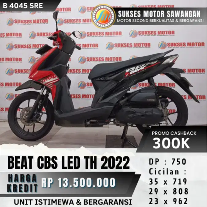 HONDA BEAT FI CBS LED TH 2022 UNIT MULUS BISA CASH KREDIT DP 750 RIBU