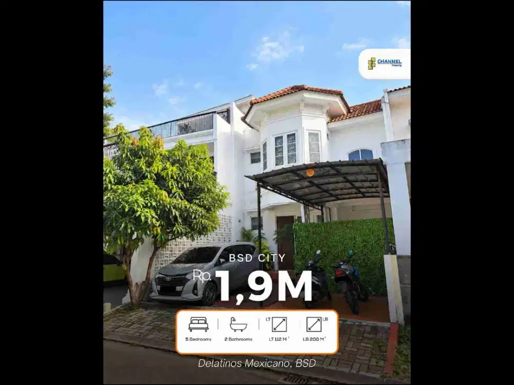 Jual Rumah Murah 2 Lantai SHM dalam Cluster Delatinos BSD, Dn
