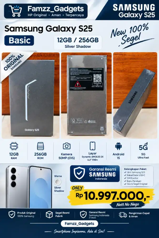 BARU 100% | Samsung S25 Basic 5G 12/256GB Silver Shadow Garansi Resmi
