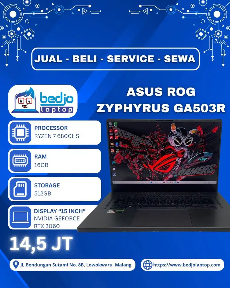 Ryzen 7 dengan RTX 3060 dan RAM 16GB, ASUS ROG Zephyrus GA503R Ryzen 7