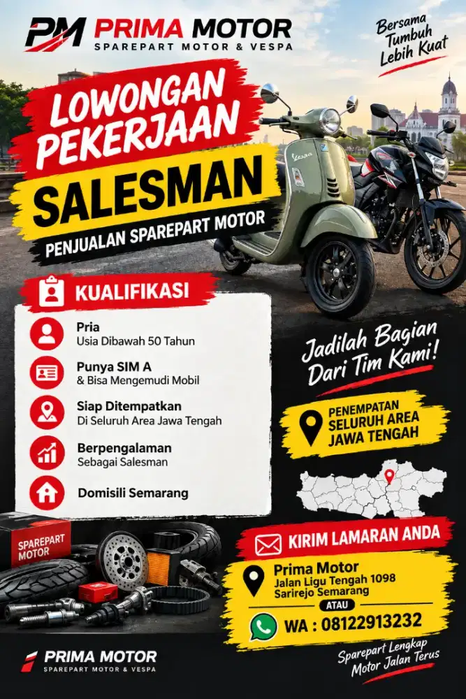 Dicari Salesman Untuk Penjualan Sparepart Motor Roda 2