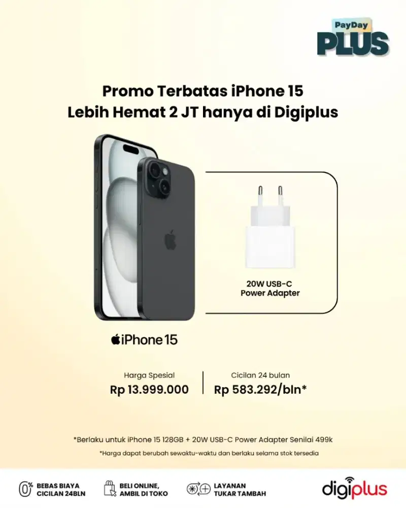 IPHONE 15 128GB Free Adapter bisa Kredit free DP Bunga ringan