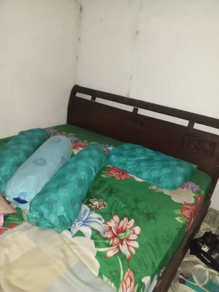 Jual tempat tidur jati asli + spring bed