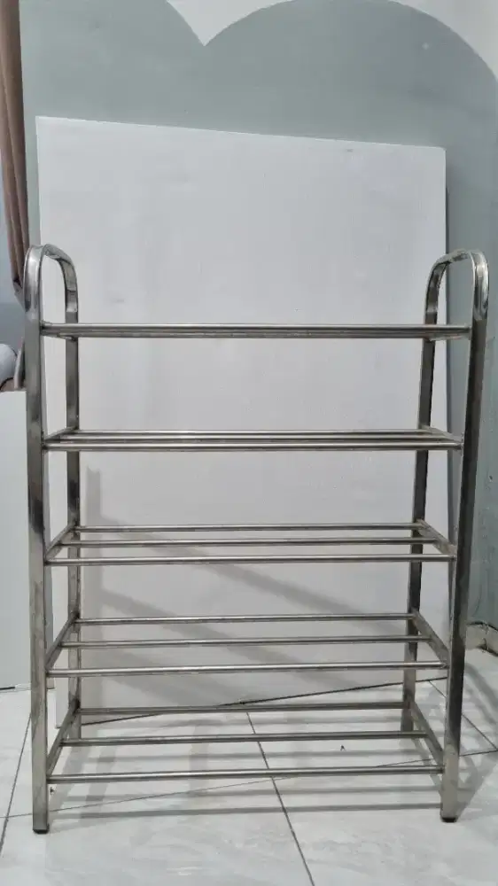 Rak Sepatu Baja Tahan Karat Premium 5 Tingkat