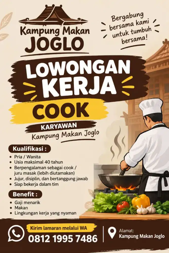 Lowongan kerja cook