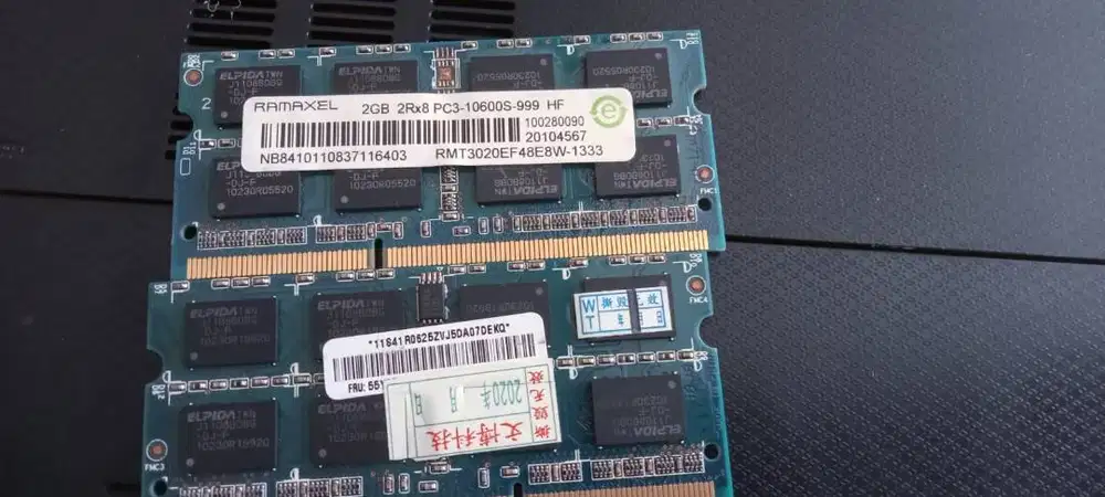 Ram laptop ddr3 pc 10600  2G  2 keping